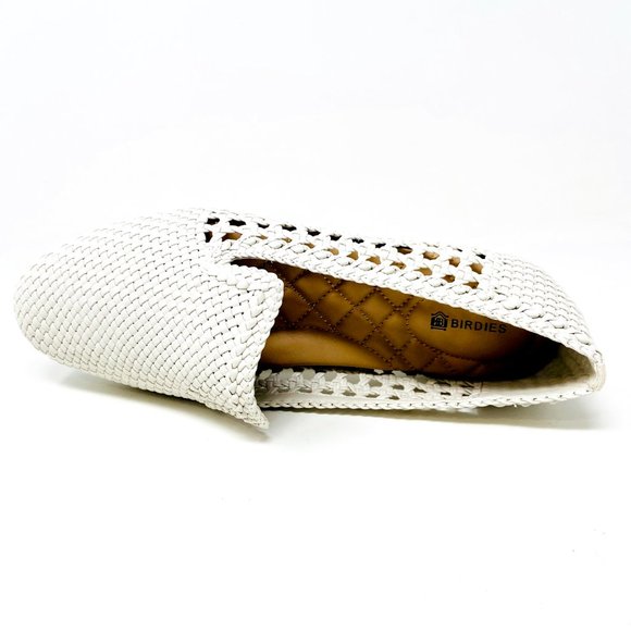 Birdies The Starling White Woven Womens Slip On Vegan Leather Loafers - Picture 4 of 5